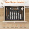 Lifewit Silverware Drawer Organizer, Expandable Utensil Tray for Kitchen, BPA Free Flatware and Cutlery Holder, Adjustable Plastic Storage for Spoons Forks Knives, 33 -57 x 42cm, Black and Gray(Black&Gray)