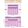 Lifewit Silverware Drawer Organizer, Expandable Utensil Tray for Kitchen, BPA Free Flatware and Cutlery Holder, Adjustable Plastic Storage for Spoons Forks Knives, 33 -57 x 42cm, Black and Gray(Purple)