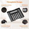 Lifewit Silverware Drawer Organizer, Expandable Utensil Tray for Kitchen, BPA Free Flatware and Cutlery Holder, Adjustable Plastic Storage for Spoons Forks Knives, 33 -57 x 42cm, Black and Gray(Black&Gray)
