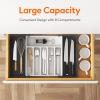 Lifewit Silverware Drawer Organizer, Expandable Utensil Tray for Kitchen, BPA Free Flatware and Cutlery Holder, Adjustable Plastic Storage for Spoons Forks Knives, 33 -57 x 42cm, Black and Gray(White&black)