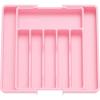 Lifewit Silverware Drawer Organizer, Expandable Utensil Tray for Kitchen, BPA Free Flatware and Cutlery Holder, Adjustable Plastic Storage for Spoons Forks Knives, 33 -57 x 42cm, Black and Gray(Pink)
