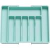 Lifewit Silverware Drawer Organizer, Expandable Utensil Tray for Kitchen, BPA Free Flatware and Cutlery Holder, Adjustable Plastic Storage for Spoons Forks Knives, 33 -57 x 42cm, Black and Gray(Turquoise)