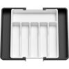 Lifewit Silverware Drawer Organizer, Expandable Utensil Tray for Kitchen, BPA Free Flatware and Cutlery Holder, Adjustable Plastic Storage for Spoons Forks Knives, 33 -57 x 42cm, Black and Gray(White&black)