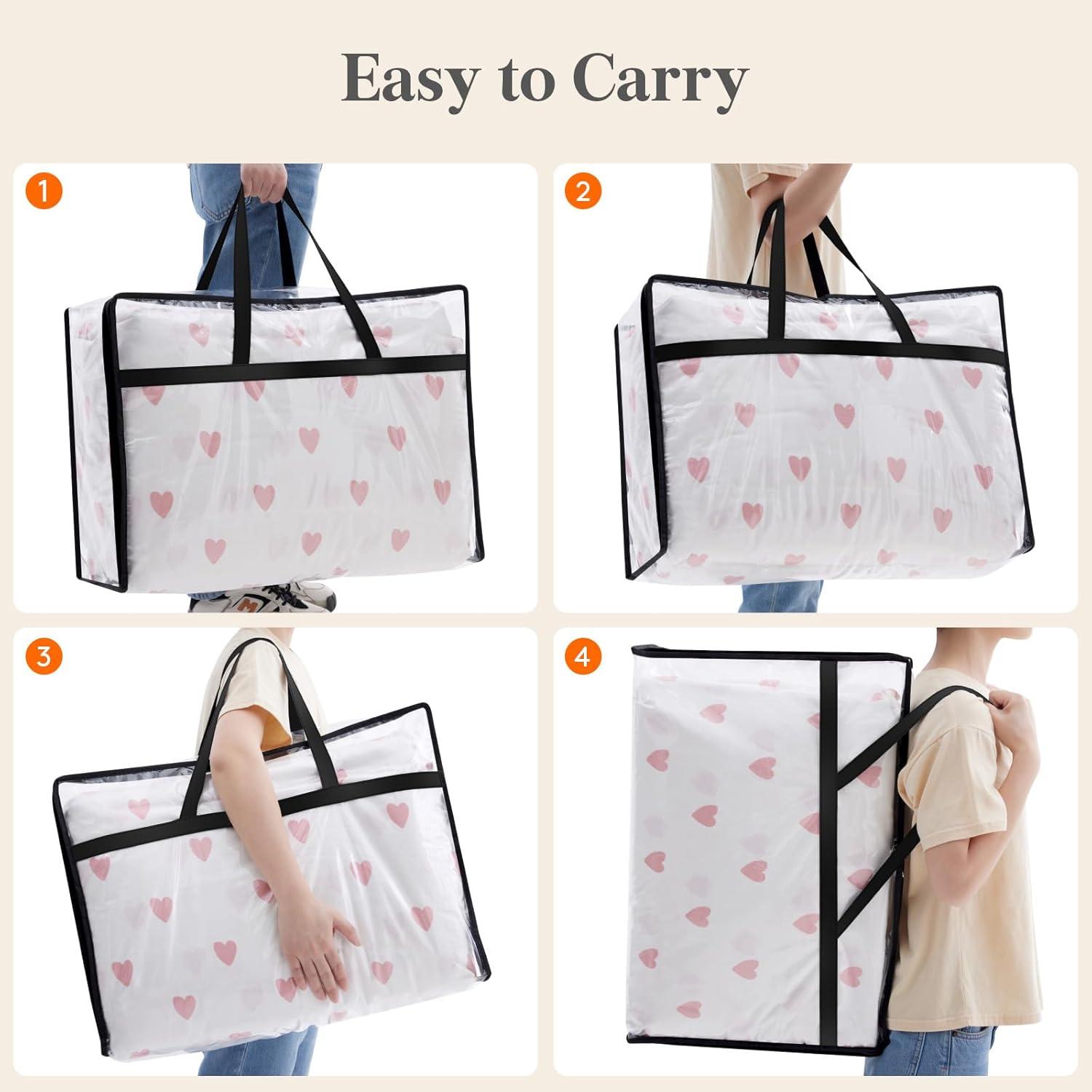 image:imageLifewit 4 Pack Clear Clothes Storage Bags 40L Plastic Blanket Storage Bag Vinyl Foldable Moving Bags with Zipper Closet Organizers and Storage Containers for Bedding Duvet Comforter4