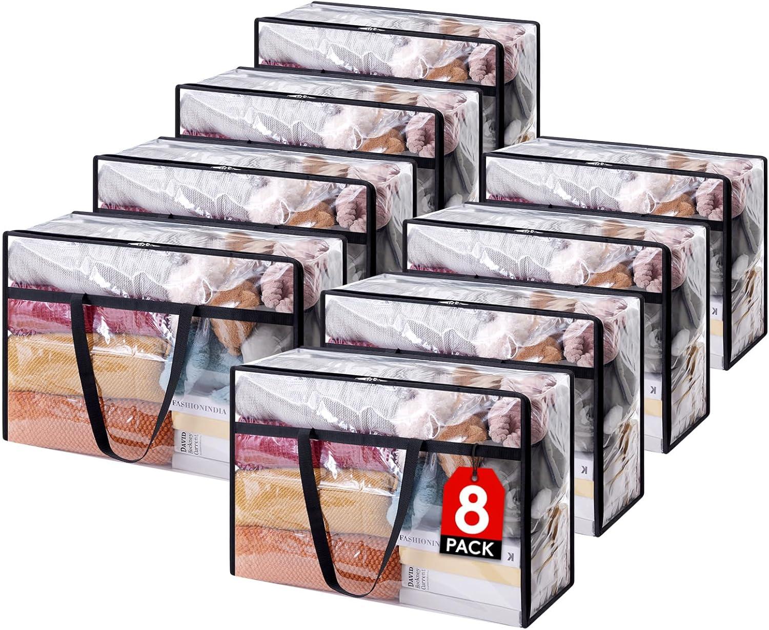 image:imageLifewit 4 Pack Clear Clothes Storage Bags 40L Plastic Blanket Storage Bag Vinyl Foldable Moving Bags with Zipper Closet Organizers and Storage Containers for Bedding Duvet Comforter8