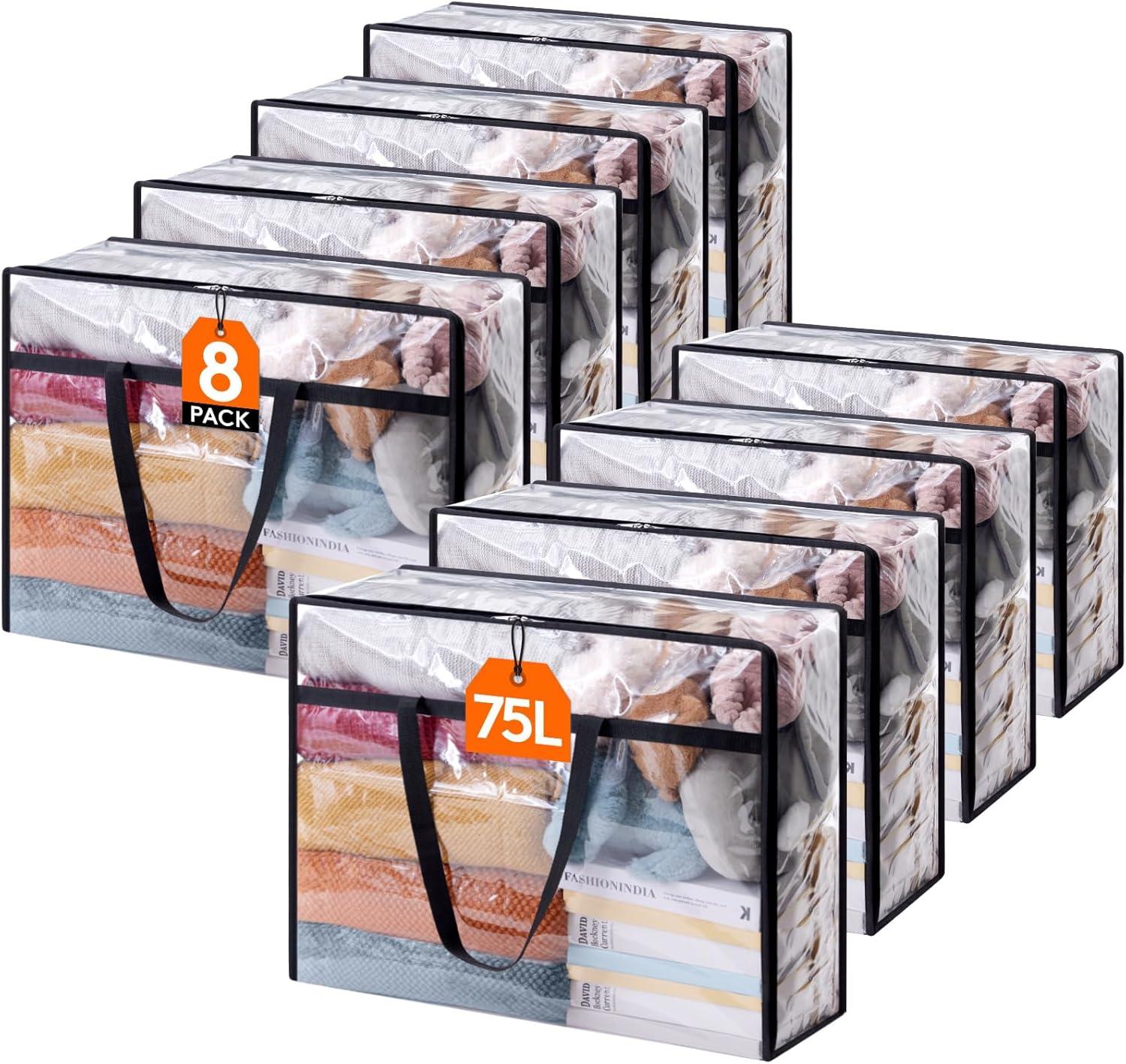 image:imageLifewit 4 Pack Clear Clothes Storage Bags 40L Plastic Blanket Storage Bag Vinyl Foldable Moving Bags with Zipper Closet Organizers and Storage Containers for Bedding Duvet Comforter8