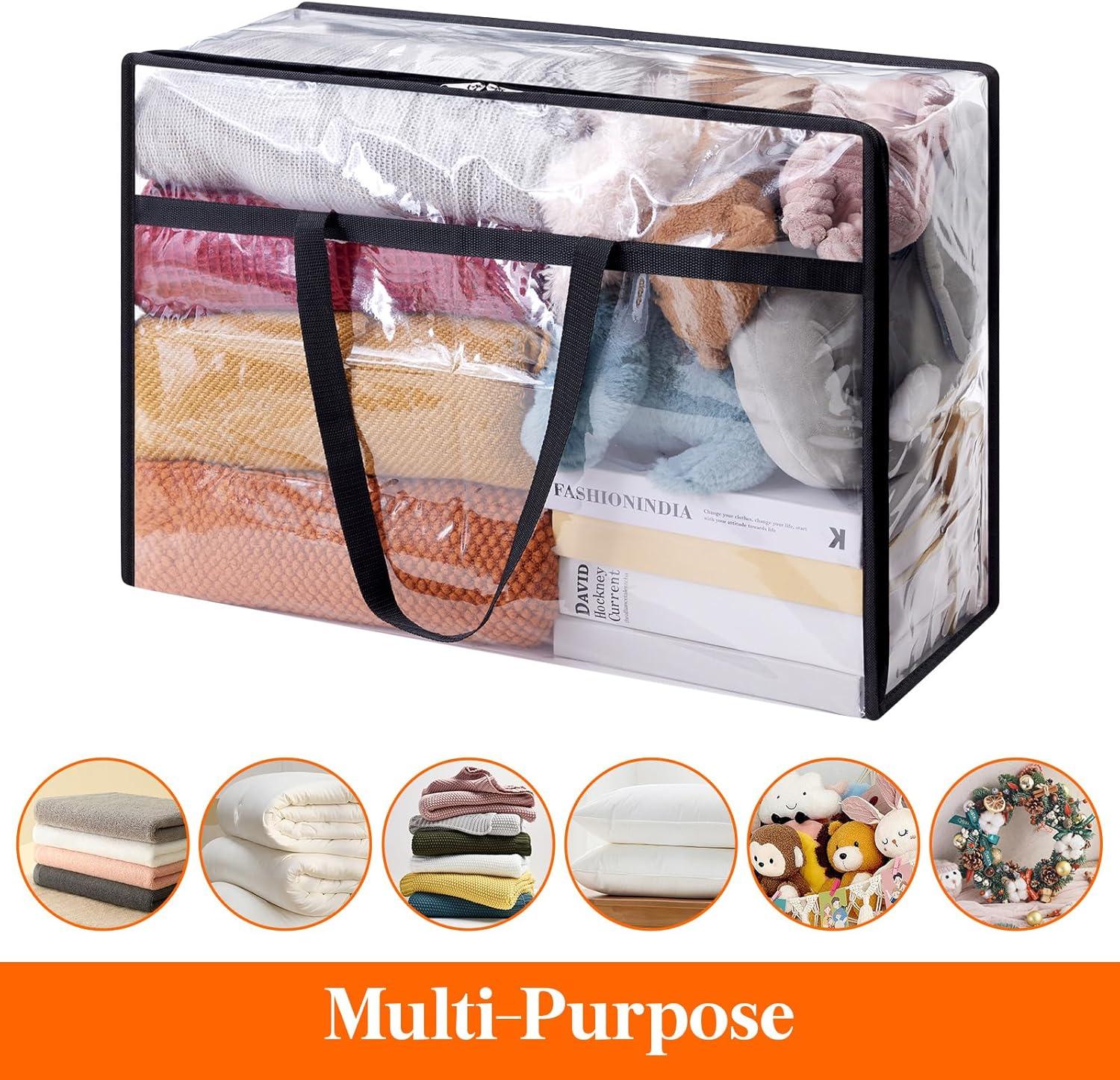 image:imageLifewit 4 Pack Clear Clothes Storage Bags 40L Plastic Blanket Storage Bag Vinyl Foldable Moving Bags with Zipper Closet Organizers and Storage Containers for Bedding Duvet Comforter8
