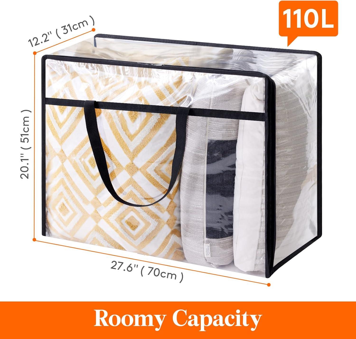 image:imageLifewit 4 Pack Clear Clothes Storage Bags 40L Plastic Blanket Storage Bag Vinyl Foldable Moving Bags with Zipper Closet Organizers and Storage Containers for Bedding Duvet Comforter2