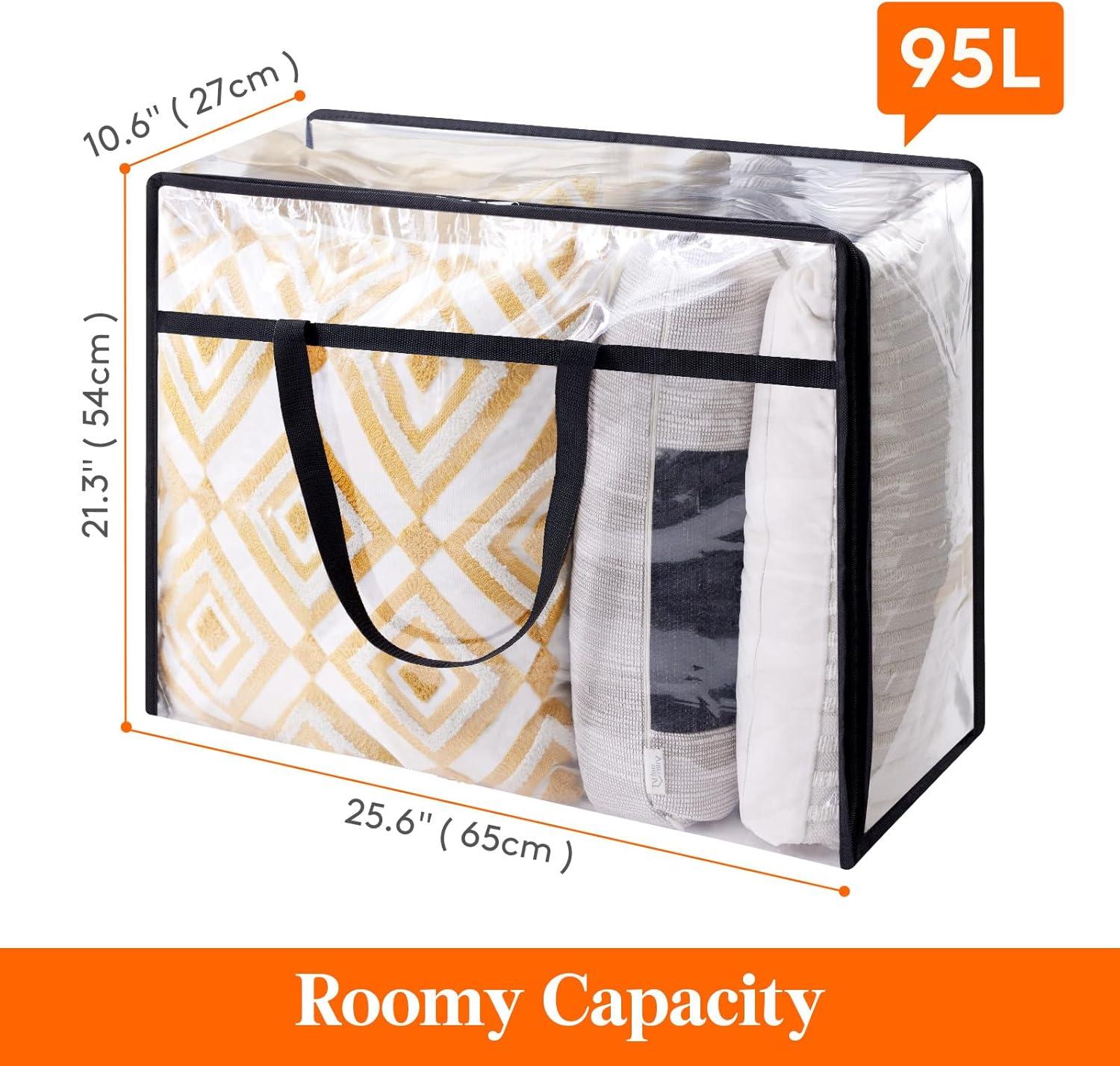 image:imageLifewit 4 Pack Clear Clothes Storage Bags 40L Plastic Blanket Storage Bag Vinyl Foldable Moving Bags with Zipper Closet Organizers and Storage Containers for Bedding Duvet Comforter2