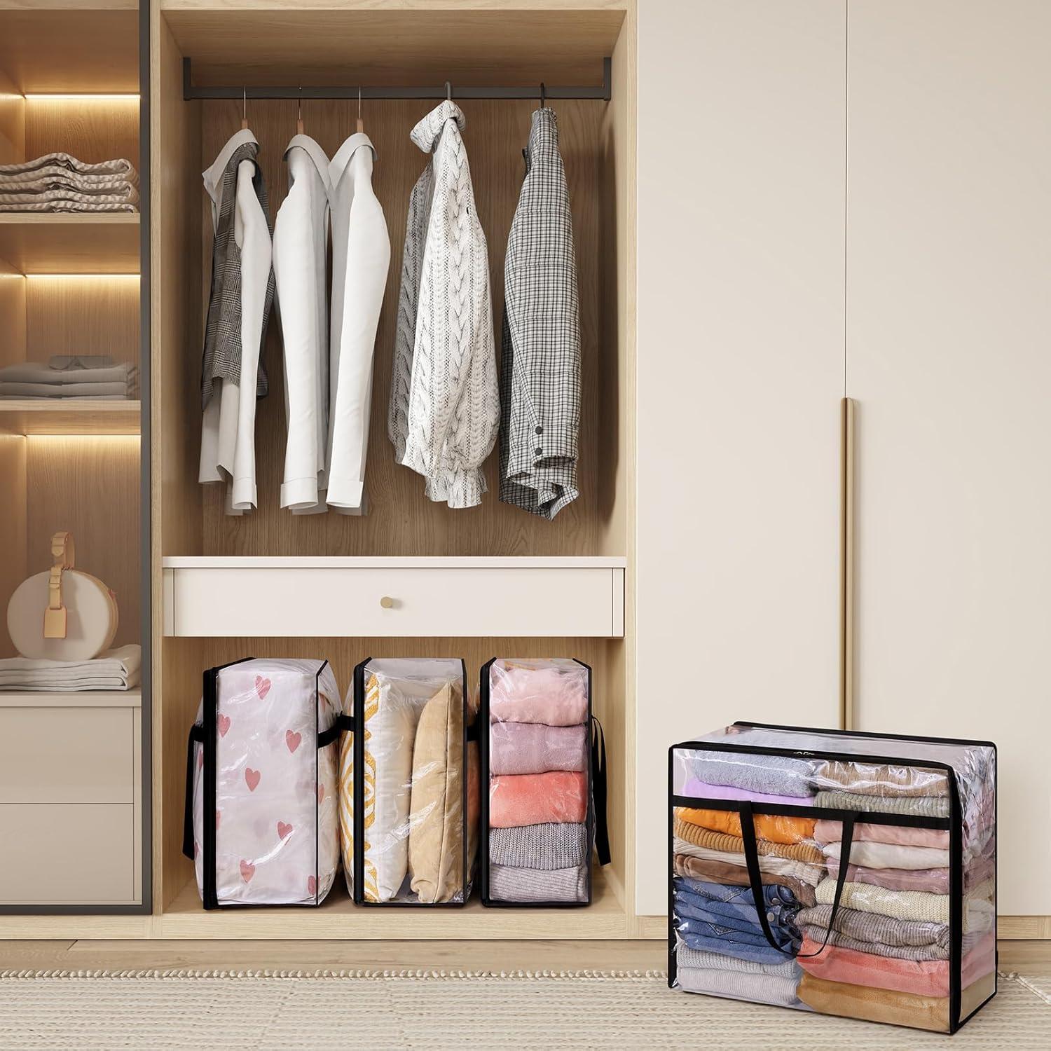 image:imageLifewit 4 Pack Clear Clothes Storage Bags 40L Plastic Blanket Storage Bag Vinyl Foldable Moving Bags with Zipper Closet Organizers and Storage Containers for Bedding Duvet Comforter12