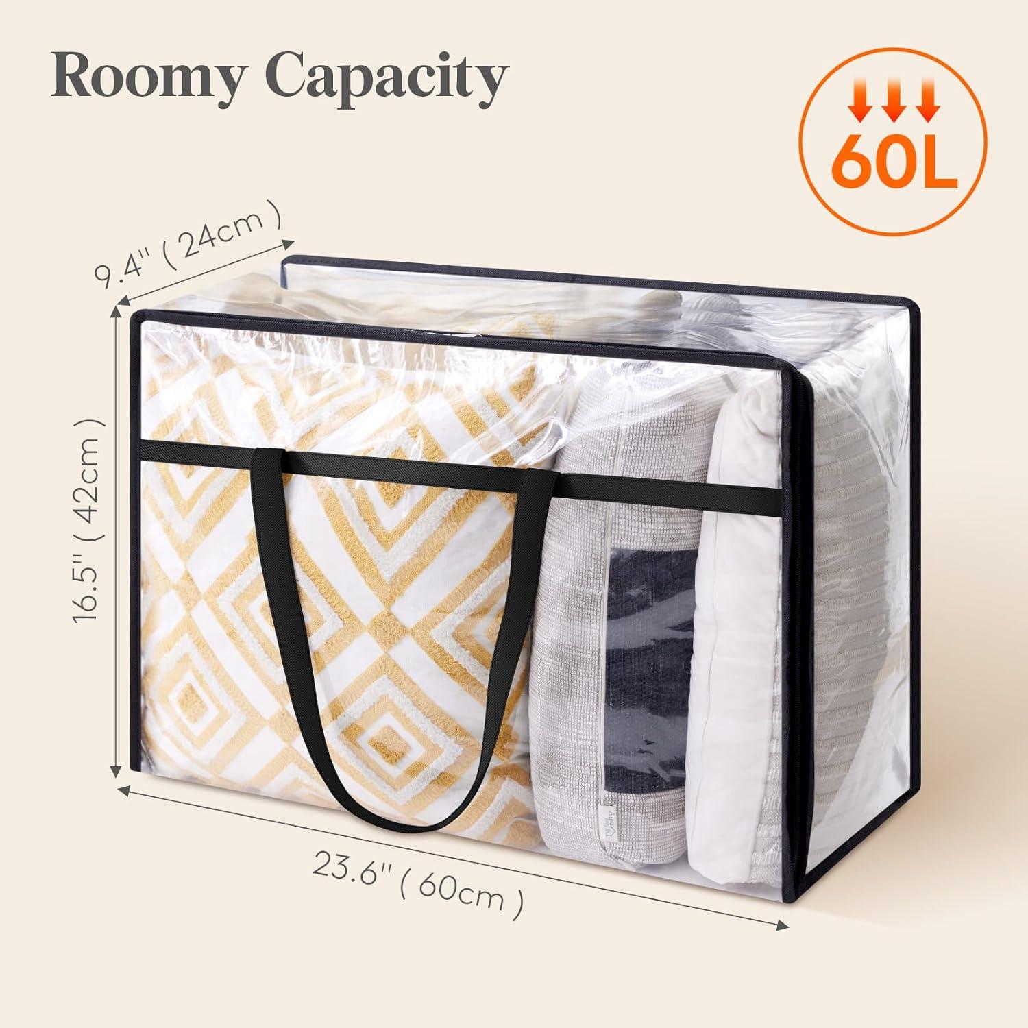 image:imageLifewit 4 Pack Clear Clothes Storage Bags 40L Plastic Blanket Storage Bag Vinyl Foldable Moving Bags with Zipper Closet Organizers and Storage Containers for Bedding Duvet Comforter6