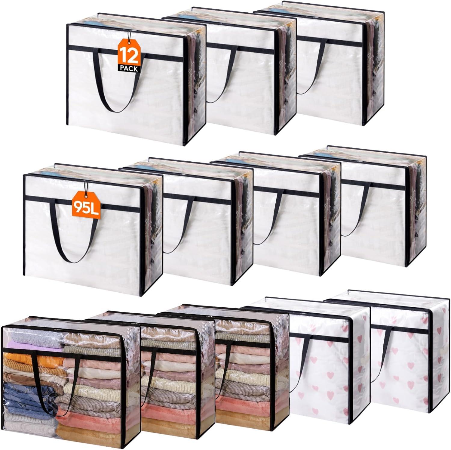 image:imageLifewit 4 Pack Clear Clothes Storage Bags 40L Plastic Blanket Storage Bag Vinyl Foldable Moving Bags with Zipper Closet Organizers and Storage Containers for Bedding Duvet Comforter12