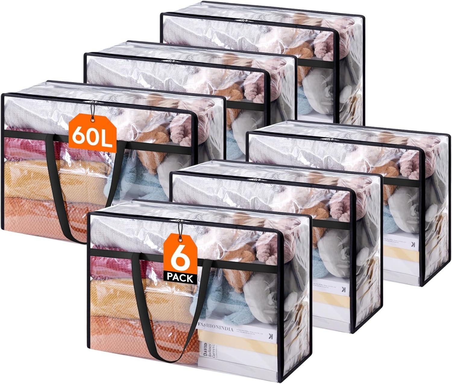 image:imageLifewit 4 Pack Clear Clothes Storage Bags 40L Plastic Blanket Storage Bag Vinyl Foldable Moving Bags with Zipper Closet Organizers and Storage Containers for Bedding Duvet Comforter6