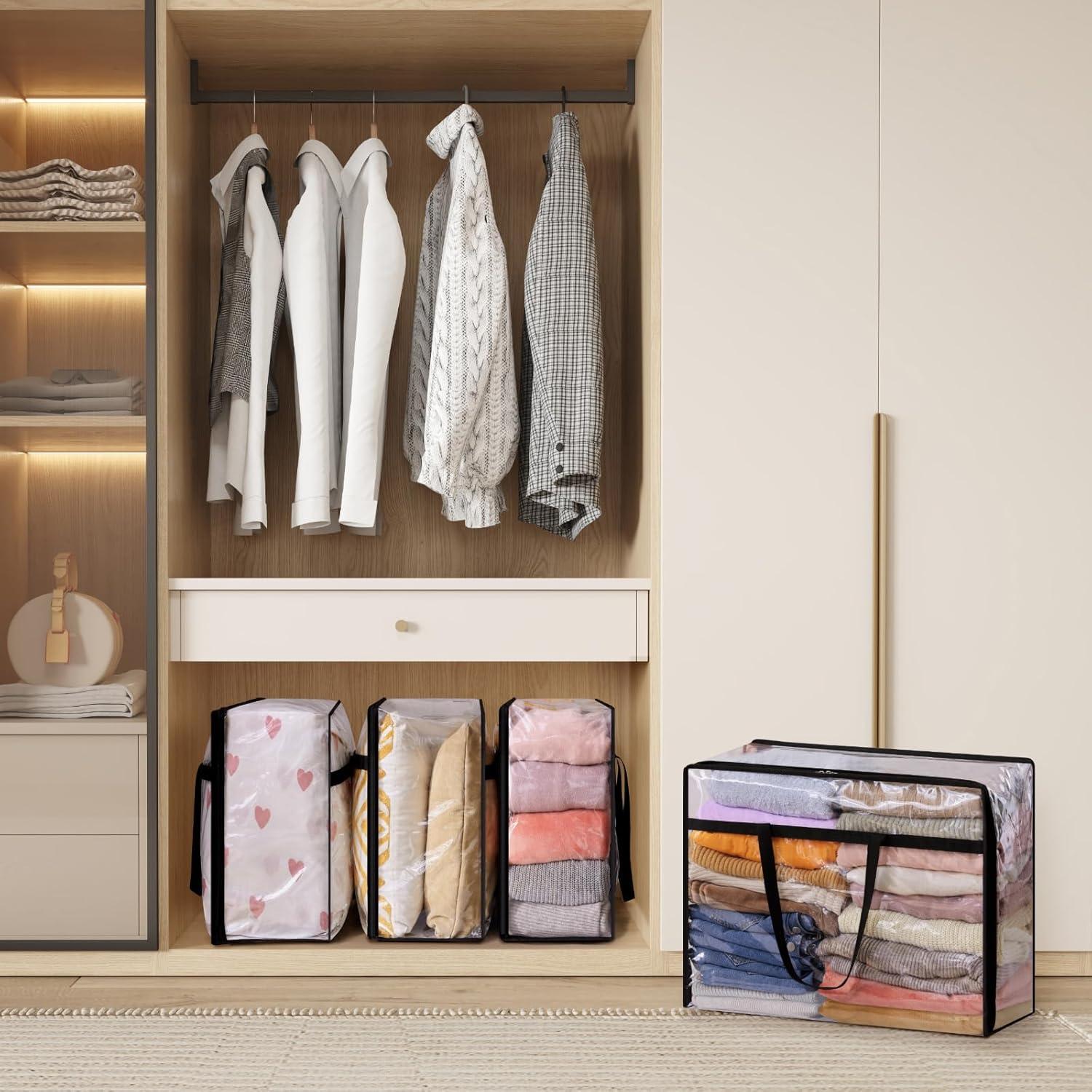 image:imageLifewit 4 Pack Clear Clothes Storage Bags 40L Plastic Blanket Storage Bag Vinyl Foldable Moving Bags with Zipper Closet Organizers and Storage Containers for Bedding Duvet Comforter8