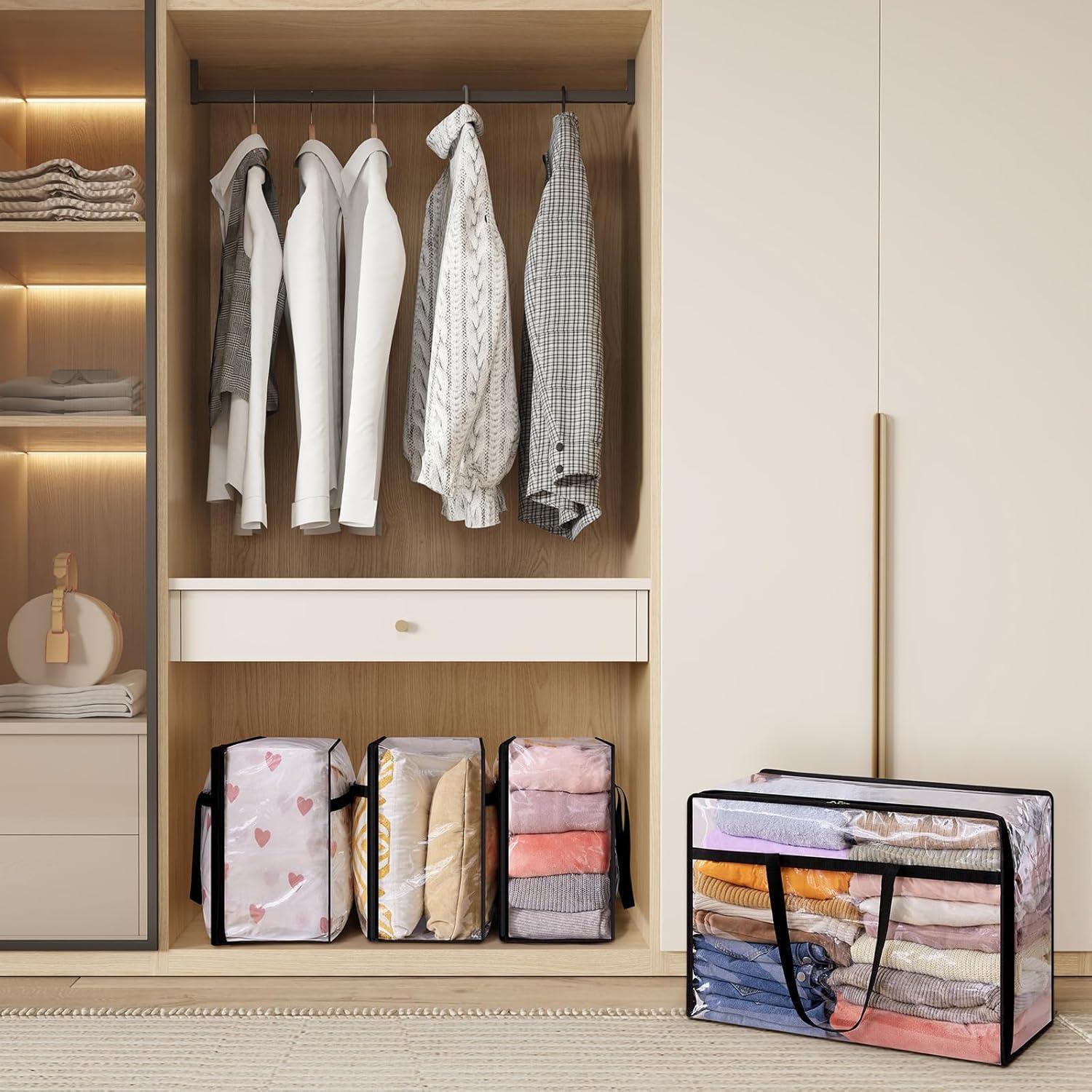 image:imageLifewit 4 Pack Clear Clothes Storage Bags 40L Plastic Blanket Storage Bag Vinyl Foldable Moving Bags with Zipper Closet Organizers and Storage Containers for Bedding Duvet Comforter12