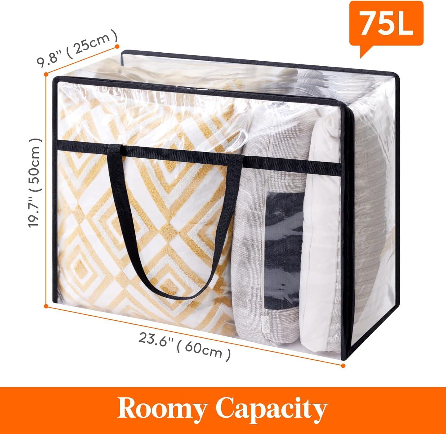 image:imageLifewit 4 Pack Clear Clothes Storage Bags 40L Plastic Blanket Storage Bag Vinyl Foldable Moving Bags with Zipper Closet Organizers and Storage Containers for Bedding Duvet Comforter4
