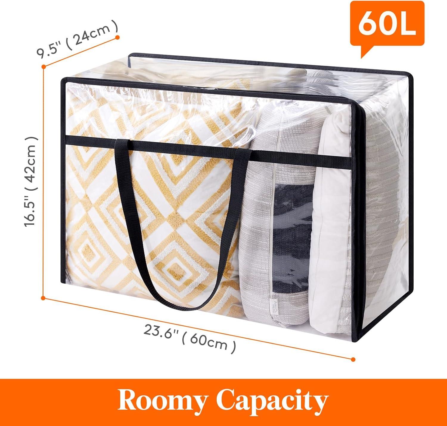 image:imageLifewit 4 Pack Clear Clothes Storage Bags 40L Plastic Blanket Storage Bag Vinyl Foldable Moving Bags with Zipper Closet Organizers and Storage Containers for Bedding Duvet Comforter8