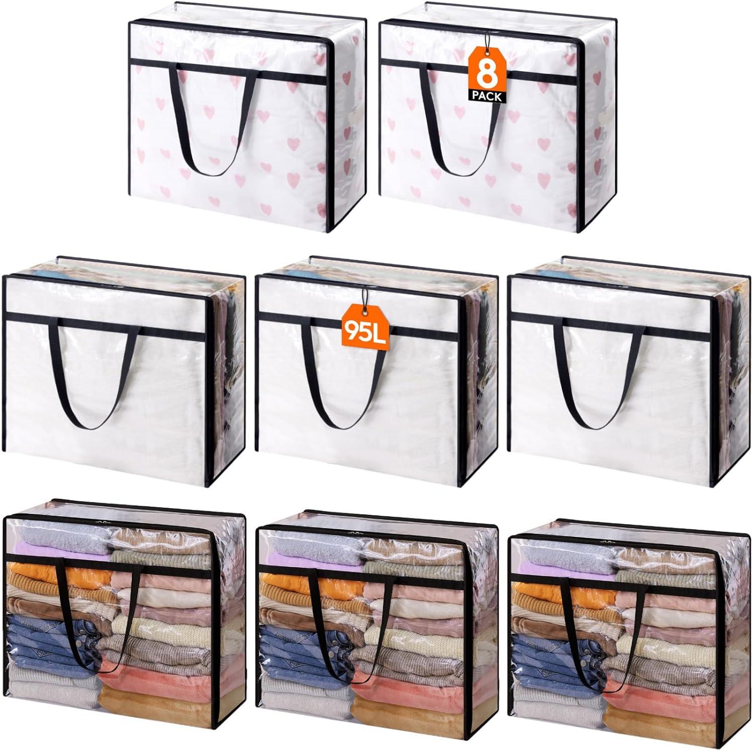 image:imageLifewit 4 Pack Clear Clothes Storage Bags 40L Plastic Blanket Storage Bag Vinyl Foldable Moving Bags with Zipper Closet Organizers and Storage Containers for Bedding Duvet Comforter8