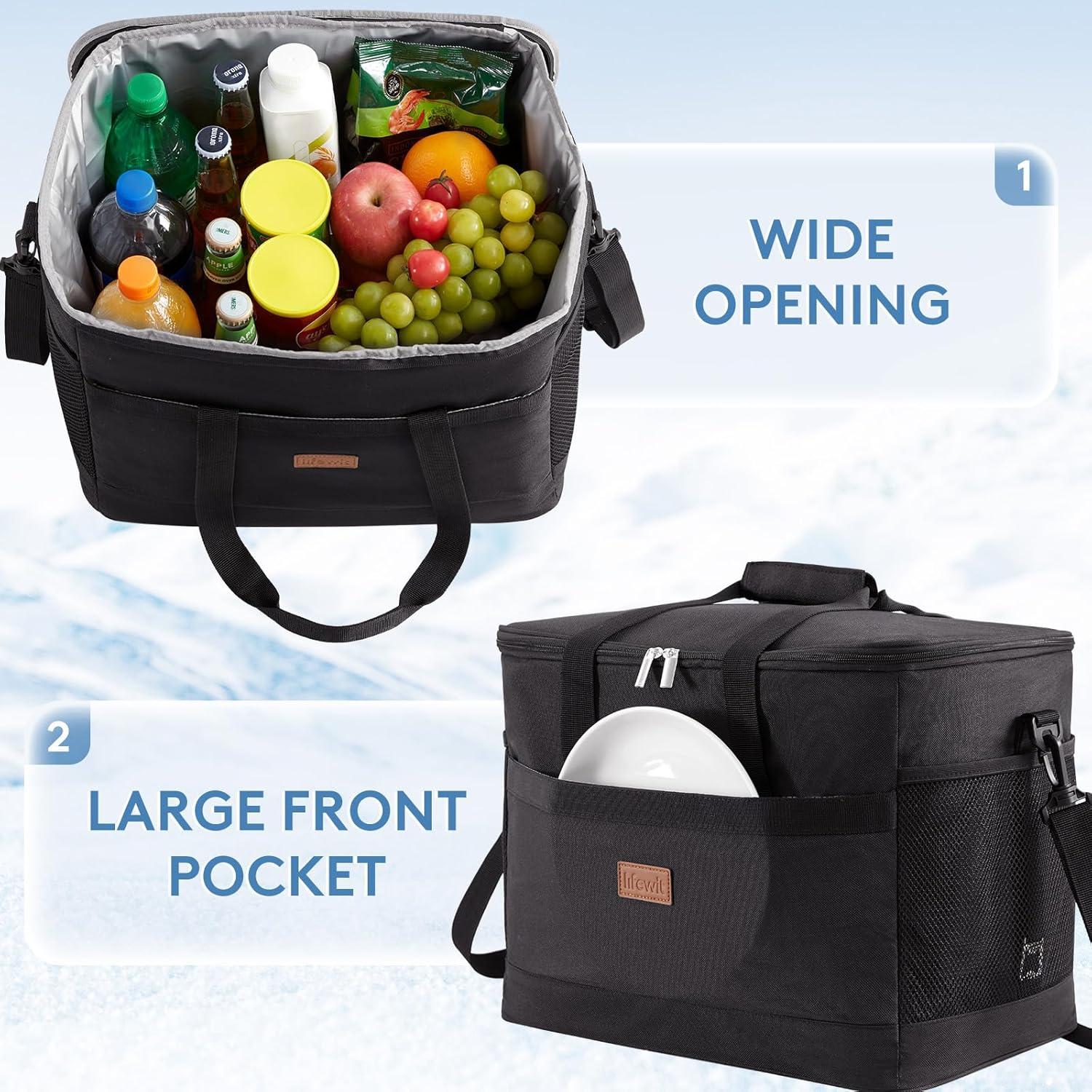 image:imageLifewit Cooler Bag Collapsible and Insulated Large Lunch Bag Leakproof Soft Cooler Portable for CampingBBQFamily Outdoor ActivitiesBlack
