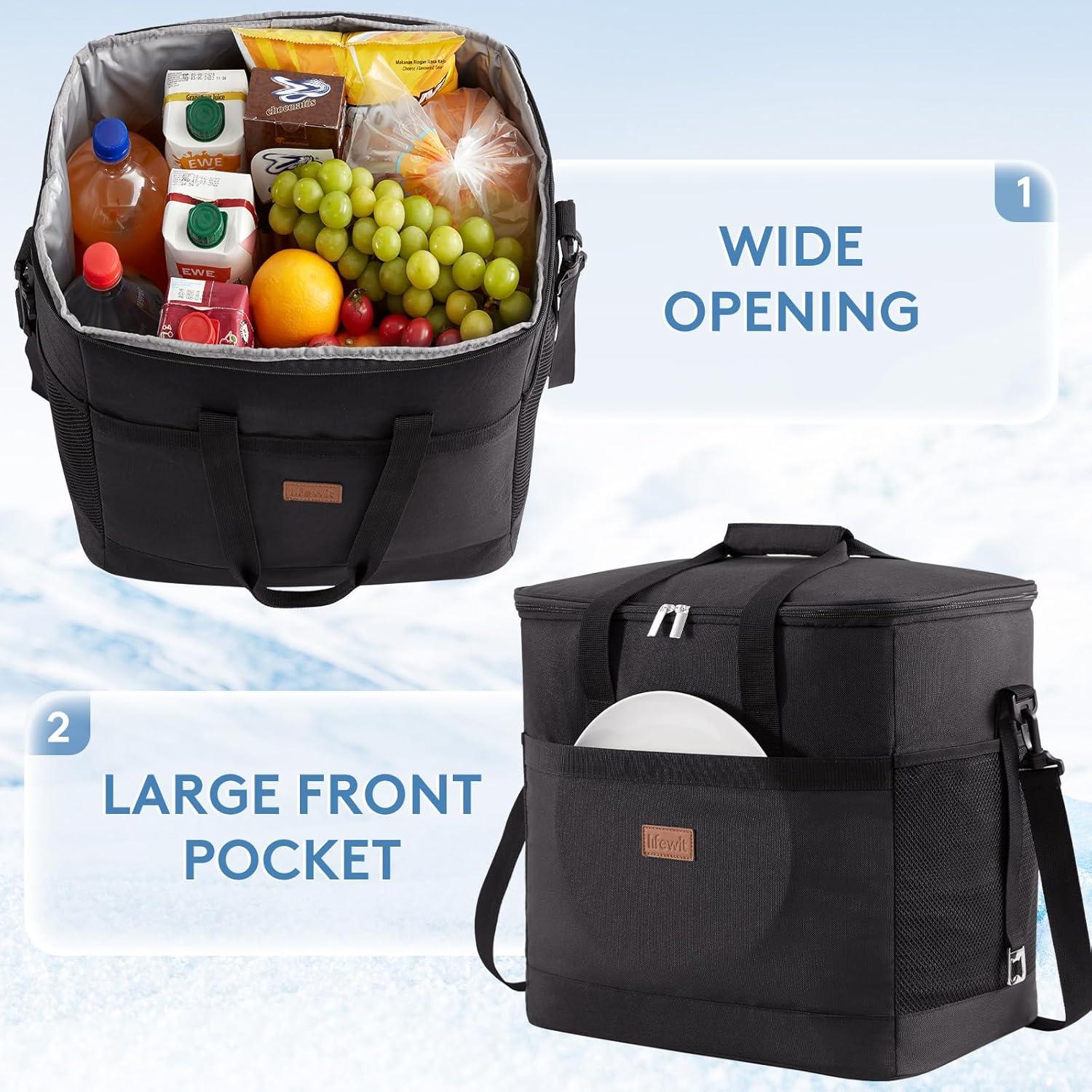 image:imageLifewit Cooler Bag Collapsible and Insulated Large Lunch Bag Leakproof Soft Cooler Portable for CampingBBQFamily Outdoor ActivitiesBlack