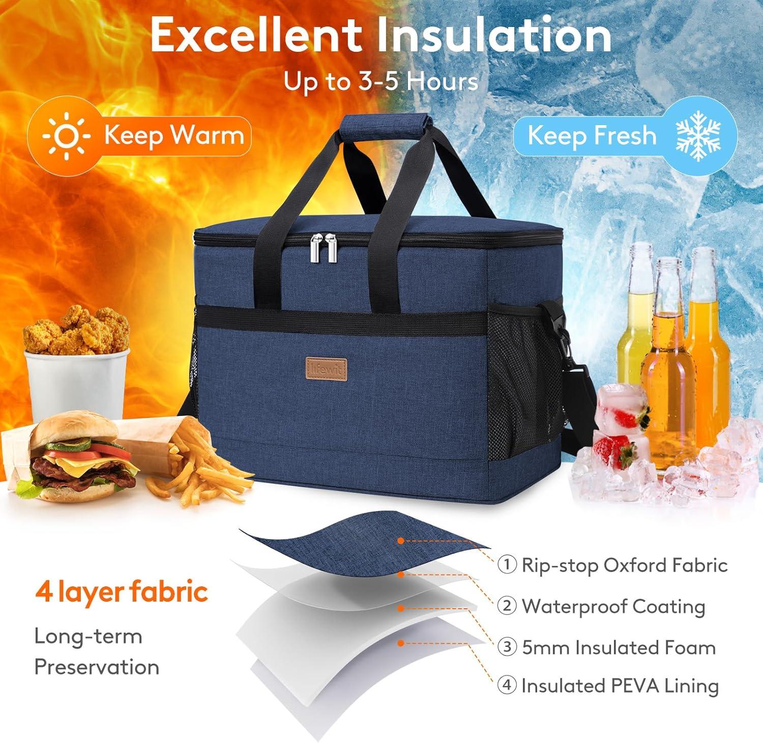 image:imageLifewit Cooler Bag Collapsible and Insulated Large Lunch Bag Leakproof Soft Cooler Portable for CampingBBQFamily Outdoor ActivitiesDark Blue