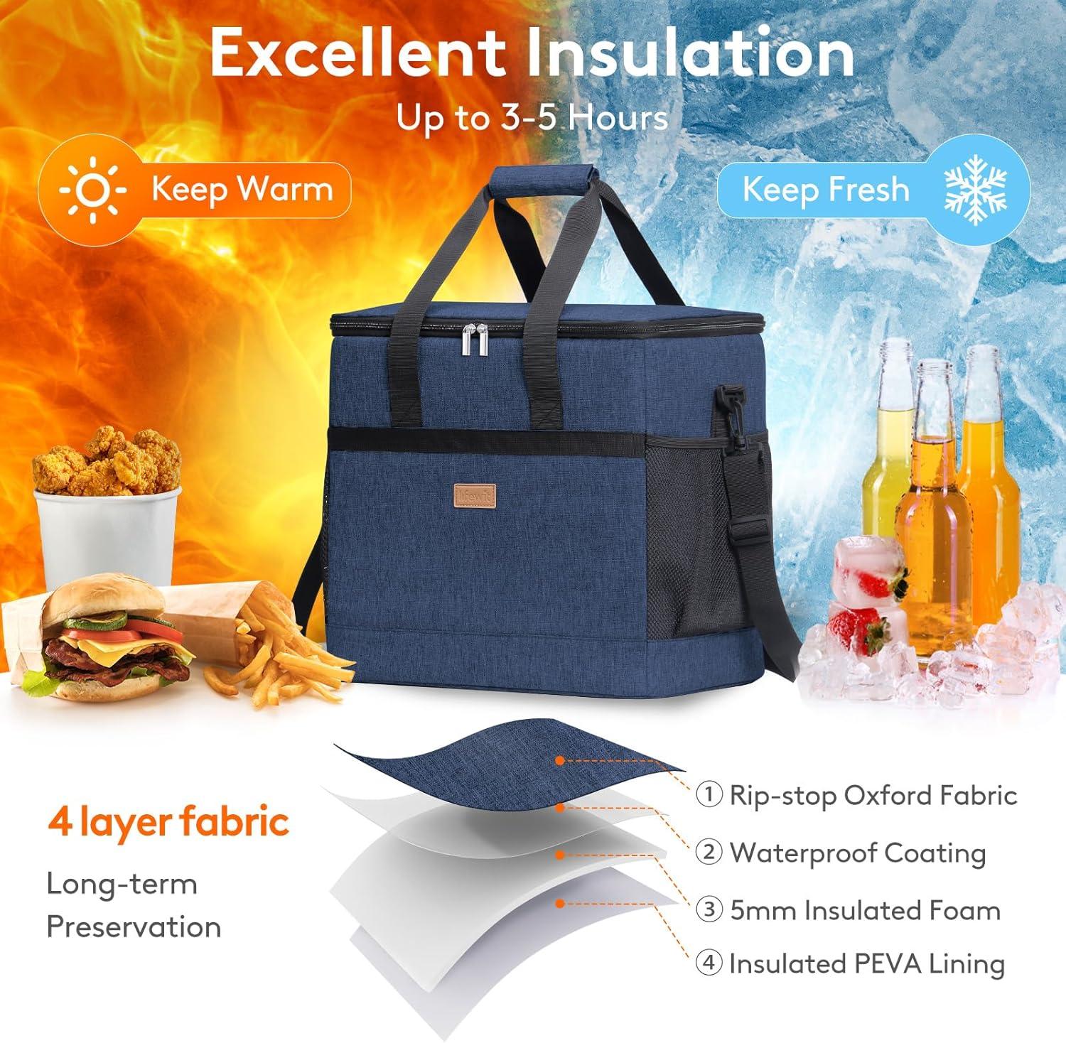 image:imageLifewit Cooler Bag Collapsible and Insulated Large Lunch Bag Leakproof Soft Cooler Portable for CampingBBQFamily Outdoor ActivitiesDark Blue