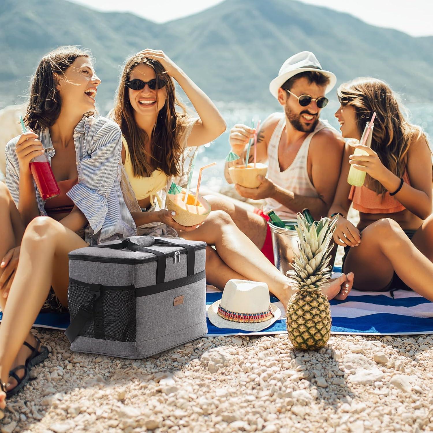 image:imageLifewit Cooler Bag Collapsible and Insulated Large Lunch Bag Leakproof Soft Cooler Portable for CampingBBQFamily Outdoor ActivitiesGray