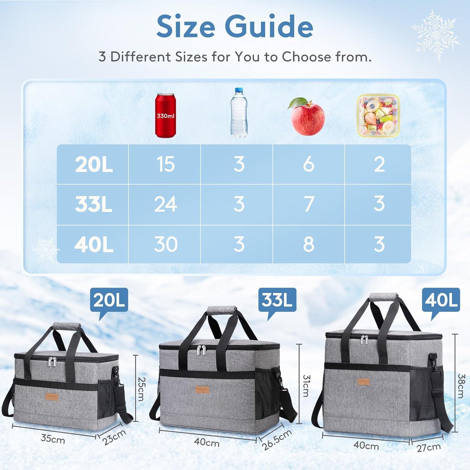 image:imageLifewit Cooler Bag Collapsible and Insulated Large Lunch Bag Leakproof Soft Cooler Portable for CampingBBQFamily Outdoor ActivitiesGray