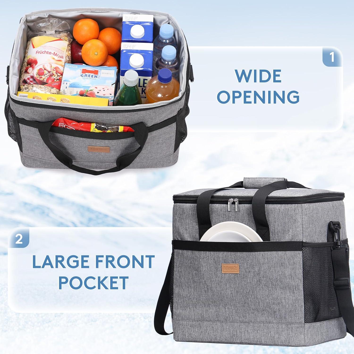 image:imageLifewit Cooler Bag Collapsible and Insulated Large Lunch Bag Leakproof Soft Cooler Portable for CampingBBQFamily Outdoor ActivitiesGray