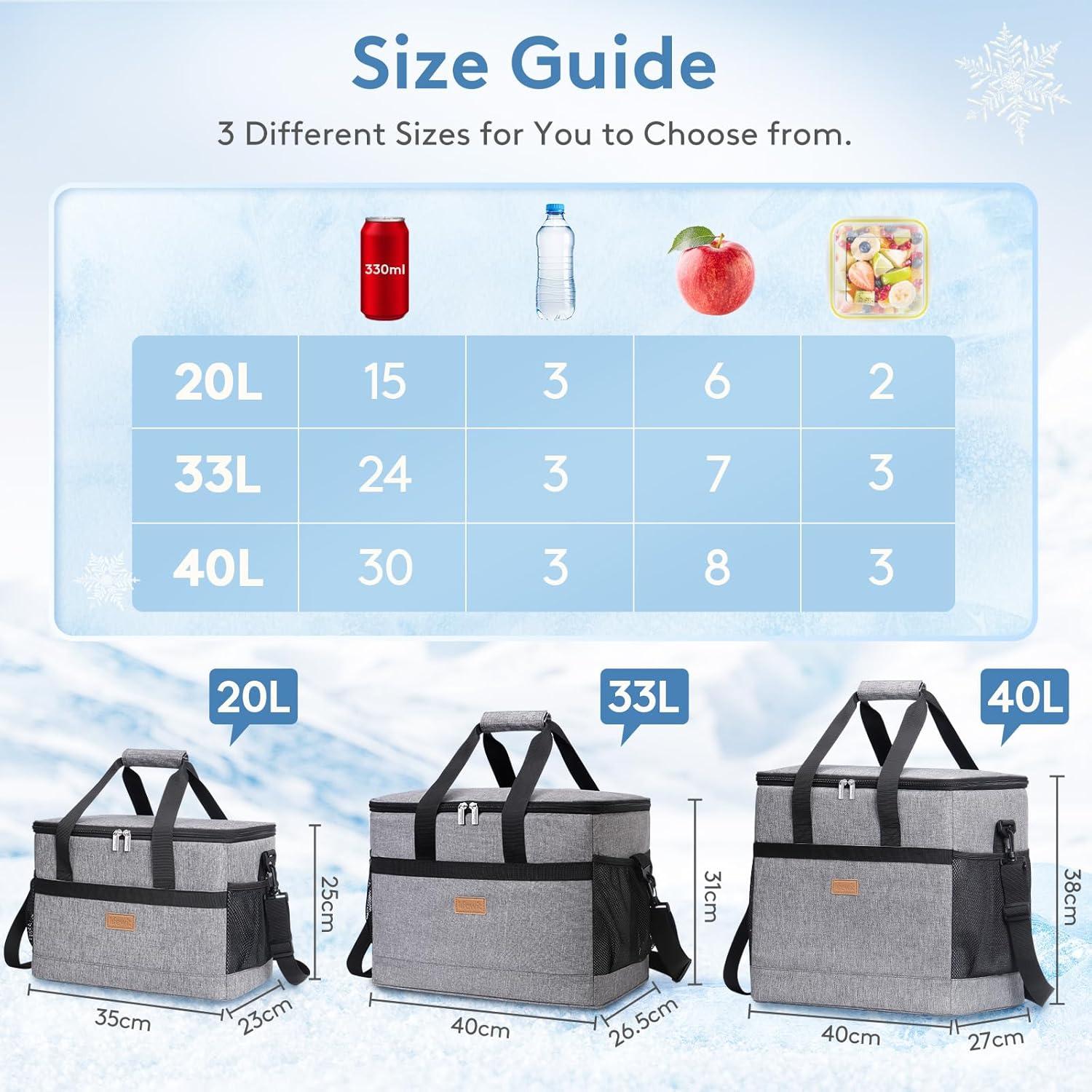 image:imageLifewit Cooler Bag Collapsible and Insulated Large Lunch Bag Leakproof Soft Cooler Portable for CampingBBQFamily Outdoor ActivitiesGray