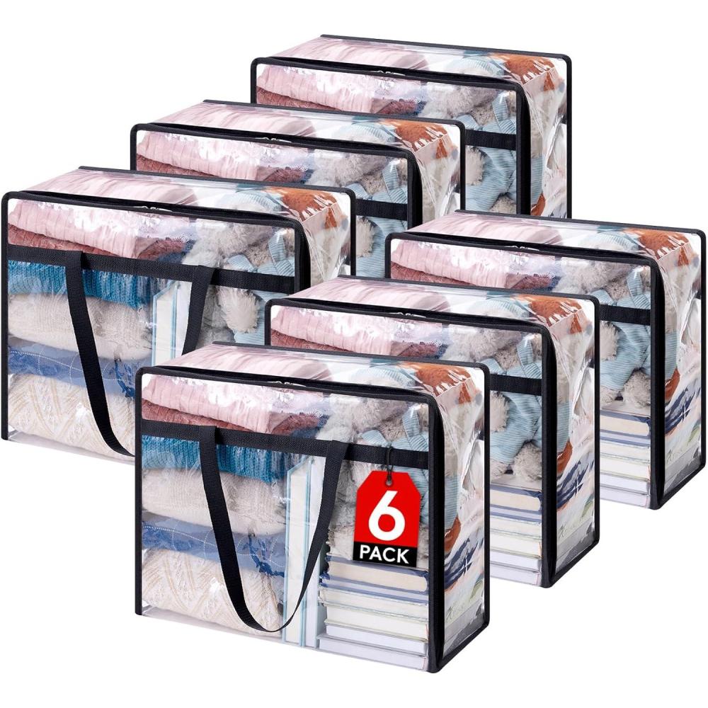 image:imageLifewit 4 Pack Clear Clothes Storage Bags 40L Plastic Blanket Storage Bag Vinyl Foldable Moving Bags with Zipper Closet Organizers and Storage Containers for Bedding Duvet Comforter6