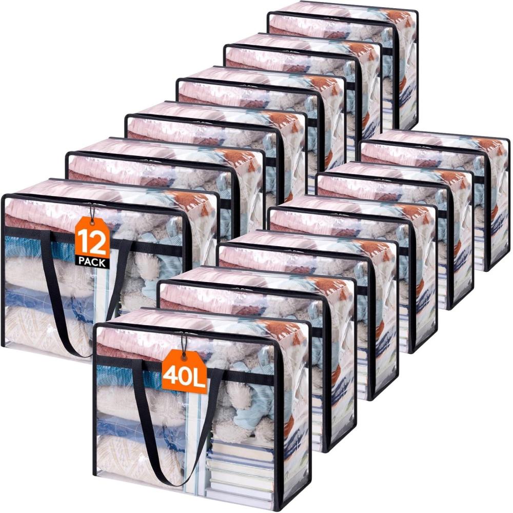 image:imageLifewit 4 Pack Clear Clothes Storage Bags 40L Plastic Blanket Storage Bag Vinyl Foldable Moving Bags with Zipper Closet Organizers and Storage Containers for Bedding Duvet Comforter12