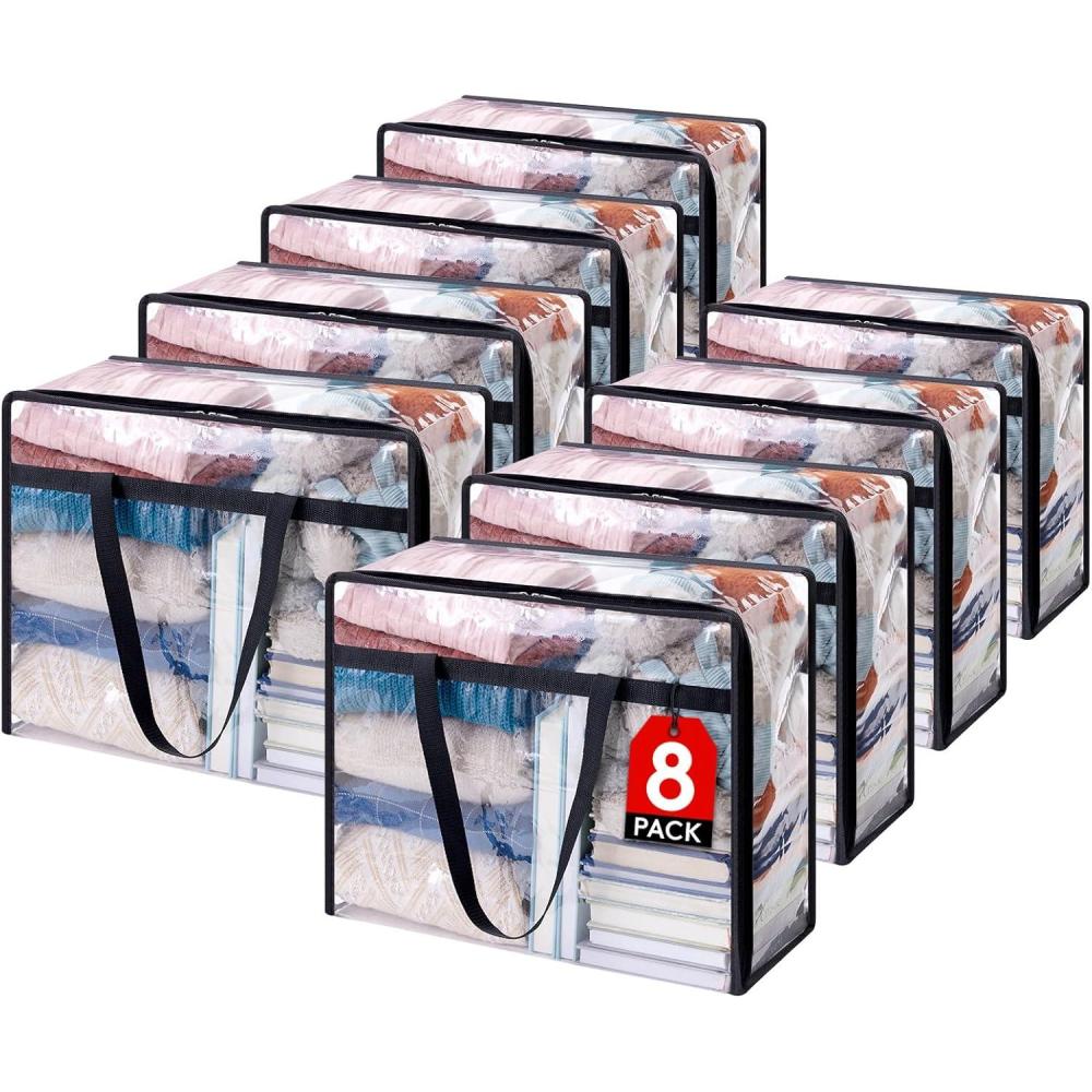 image:imageLifewit 4 Pack Clear Clothes Storage Bags 40L Plastic Blanket Storage Bag Vinyl Foldable Moving Bags with Zipper Closet Organizers and Storage Containers for Bedding Duvet Comforter8