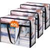 Lifewit 4 Pack Clear Clothes Storage Bags, 40L Plastic Blanket Storage Bag, Vinyl Foldable Moving Bags with Zipper, Closet Organizers and Storage Containers for Bedding, Duvet, Comforter(4)