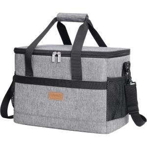 Lifewit Cooler Bag Collapsible and Insulated Large Lunch Bag Leakproof Soft Cooler Portable for Camping/BBQ/Family Outdoor Activities(Gray)