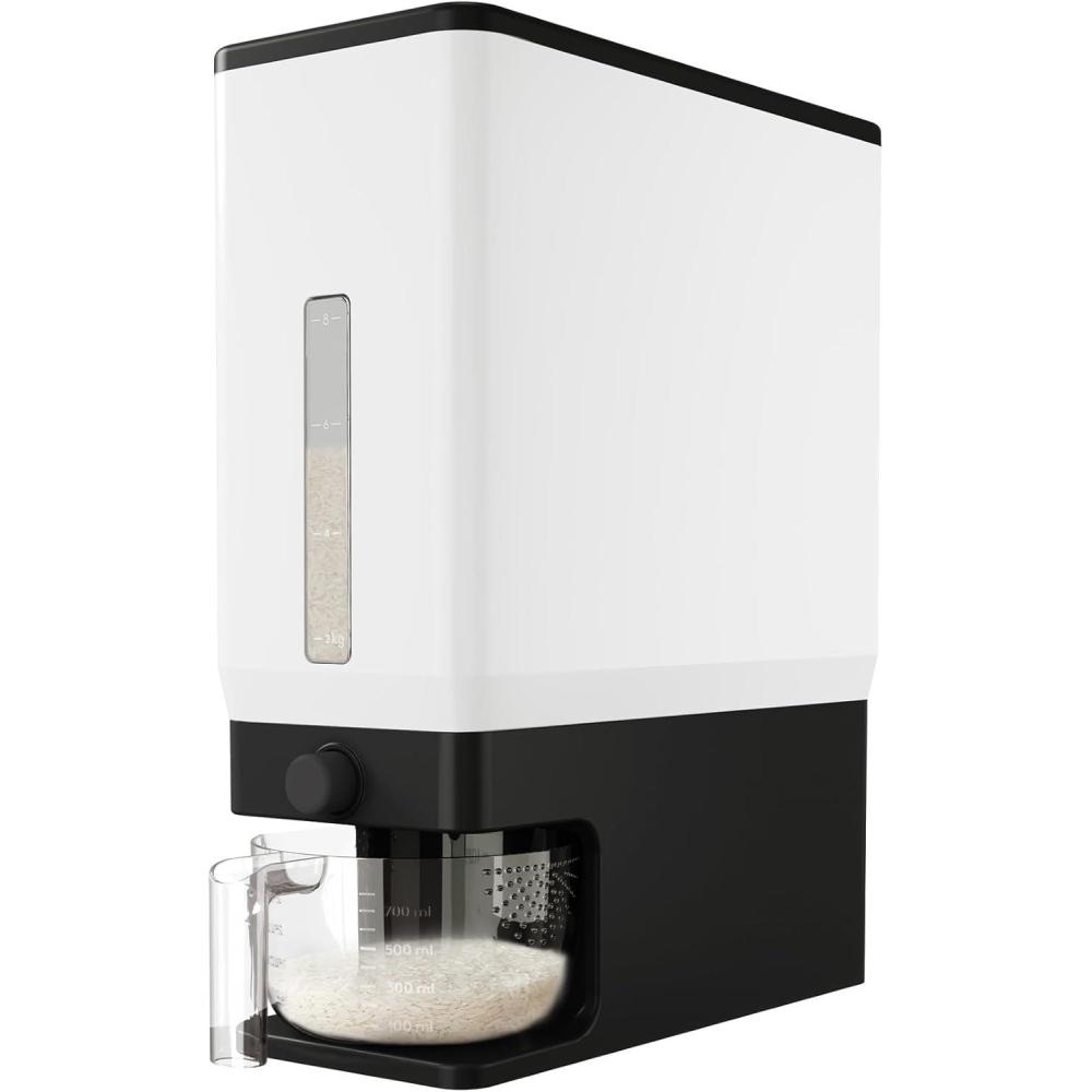 image:imageLifewit Rice Dispenser 25 Lbs113kg Rice Storage Container Sealed Moisture Proof with Measuring Cup for Kitchen Pantry Household BPAFree 1 Pack GreyBlack