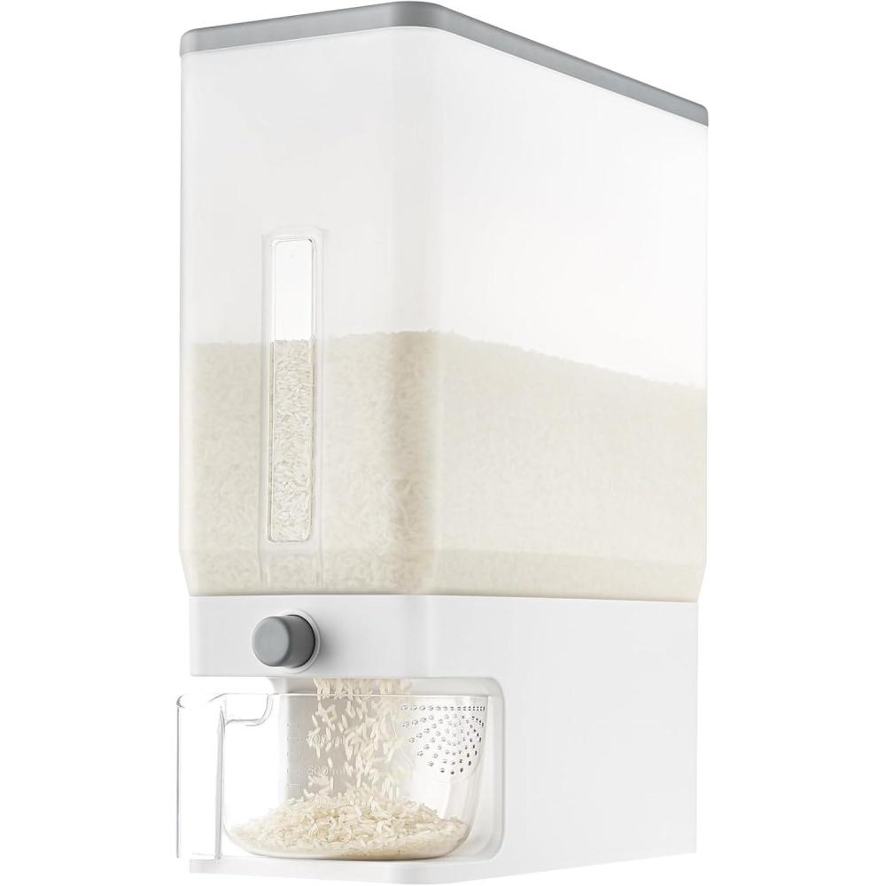 image:imageLifewit Rice Dispenser 25 Lbs113kg Rice Storage Container Sealed Moisture Proof with Measuring Cup for Kitchen Pantry Household BPAFree 1 Pack GreyClear