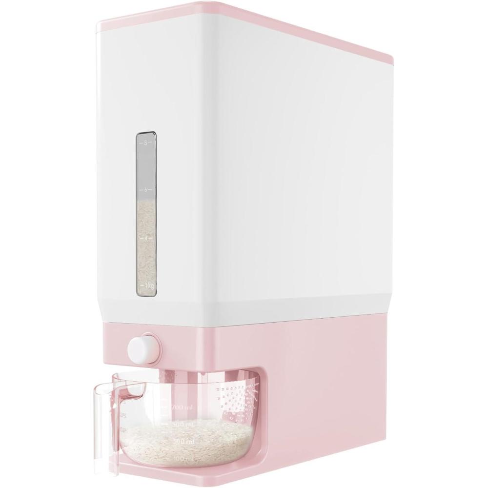 image:imageLifewit Rice Dispenser 25 Lbs113kg Rice Storage Container Sealed Moisture Proof with Measuring Cup for Kitchen Pantry Household BPAFree 1 Pack GreyPink