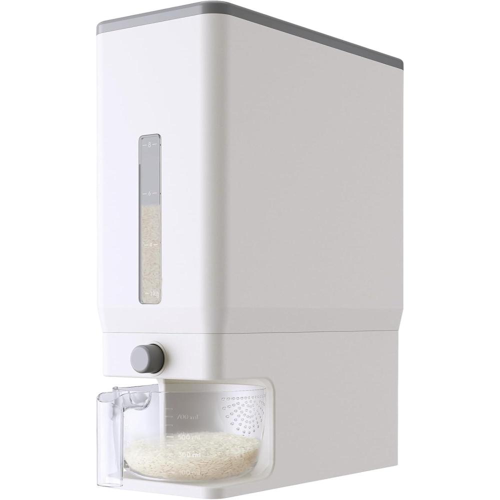 image:imageLifewit Rice Dispenser 25 Lbs113kg Rice Storage Container Sealed Moisture Proof with Measuring Cup for Kitchen Pantry Household BPAFree 1 Pack GreyWhite