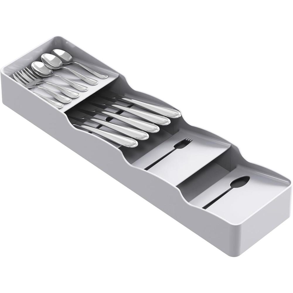 image:imageLifewit Small Flatware Drawer Organizer Compact Narrow Silverware Tray for Kitchen Drawers Plastic Cutlery Holder for Spoons Forks Knives Fits Small amp Slim Kitchen Drawers Gray1