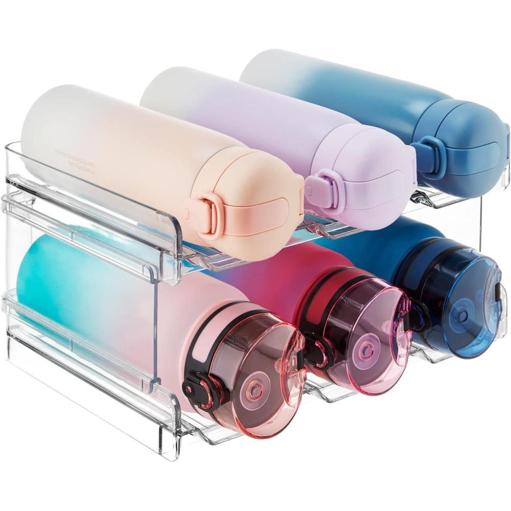 image:imageLifewit Stackable Water Bottle Organizer for Cabinet Plastic Bottle Holder Fits Bottles amp Tumblers up to 38 Diameter Pantry Countertop amp Fridge Holds 6 Bottles6bottle2tier