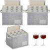 Lifewit 2 Pcs Coffee Mug Storage Box with Dividers, Stackable Cationic Hard Shell Stemware Containers with 24 Cells, Foldable Dustproof China Containers for Moving, Light Grey, 39 x33x14cm(3)