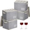 Lifewit 2 Pcs Coffee Mug Storage Box with Dividers, Stackable Cationic Hard Shell Stemware Containers with 24 Cells, Foldable Dustproof China Containers for Moving, Light Grey, 39 x33x14cm(4)