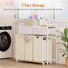 Lifewit Laundry Hamper 3 Section, Large Rolling Laundry Sorter with Shelf & 2 Drawers, Pull-Out Laundry Basket Organizer with Wheels and Removable Bag for Laundry Room Bathroom, Rustic Brown and Black(White)