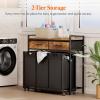 Lifewit Laundry Hamper 3 Section, Large Rolling Laundry Sorter with Shelf & 2 Drawers, Pull-Out Laundry Basket Organizer with Wheels and Removable Bag for Laundry Room Bathroom, Rustic Brown and Black(Rustic Brown)