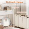 Lifewit Laundry Hamper 3 Section, Large Rolling Laundry Sorter with Shelf & 2 Drawers, Pull-Out Laundry Basket Organizer with Wheels and Removable Bag for Laundry Room Bathroom, Rustic Brown and Black(White)