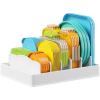 Lifewit Plastic Lid Organizers Inside Cabinet, Extra Large 13″-24″ Expandable Lid Holder with 8 Adjustable Dividers & 9 Compartments for Home Organization, Plate Organizer for Kitchen & Pantry(1)