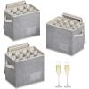 Lifewit 2 Pcs Coffee Mug Storage Box with Dividers, Stackable Cationic Hard Shell Stemware Containers with 24 Cells, Foldable Dustproof China Containers for Moving, Light Grey, 39 x33x14cm(3)