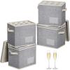 Lifewit 2 Pcs Coffee Mug Storage Box with Dividers, Stackable Cationic Hard Shell Stemware Containers with 24 Cells, Foldable Dustproof China Containers for Moving, Light Grey, 39 x33x14cm(4)