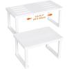 Lifewit Cabinet Shelf Organiser, Expandable Countertop Kitchen Shelves, Plastic Shelf Riser for Pantry Kitchen Storage and Spice Rack, Set of 2, 40 x 21 x 18cm/16 x 8 x 7 inch, White(2)